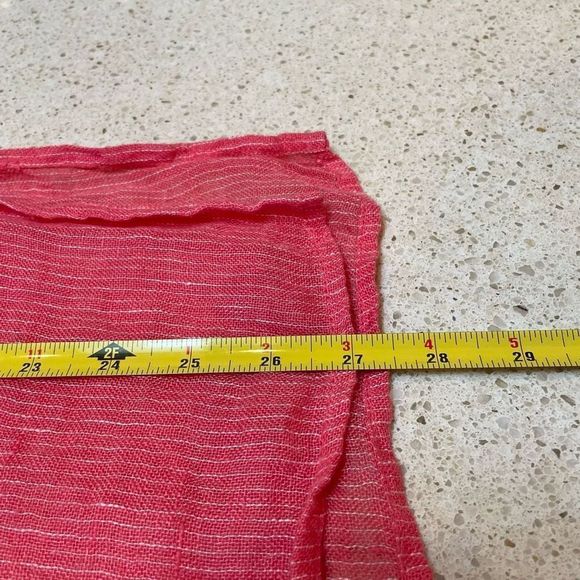 Eileen Fisher Linen Popover Top Womens Size Small Coral Pink Striped - Picture 12 of 12